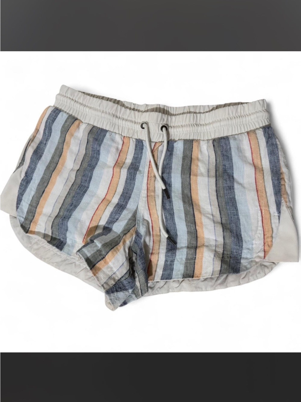 Athleta Cream Striped Drawstring Shorts Sz 8